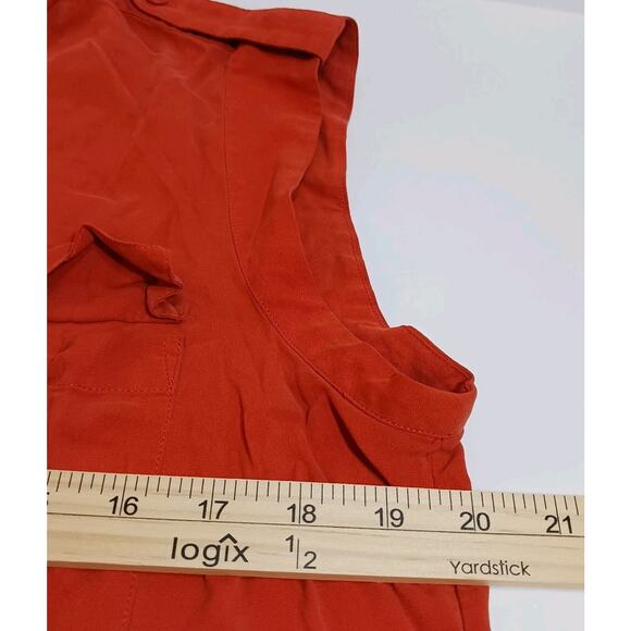 BCBGMaxAzria Jennan Sleeveless Button Up Blouse Large Silk Orange Hi-Lo EUC - Picture 7 of 8